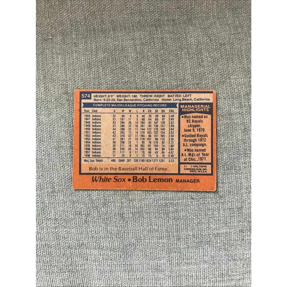 1978 Topps Chicago White Sox Baseball Card Trading Card